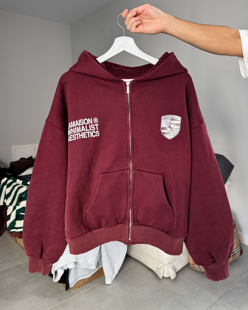 911 BURGUNDY ZIPPED HOODIE