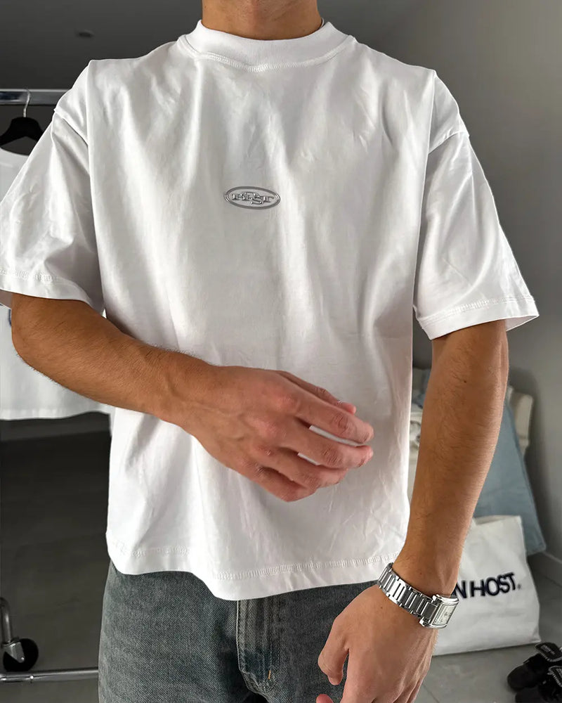 EMBOSS METALLIC LOGO TEE WHITE