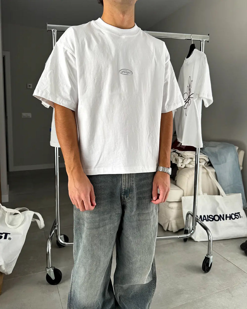 EMBOSS METALLIC LOGO TEE WHITE