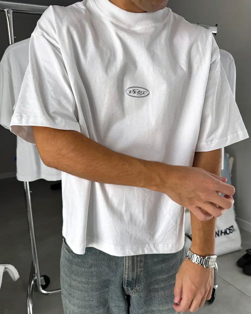 EMBOSS METALLIC LOGO TEE WHITE