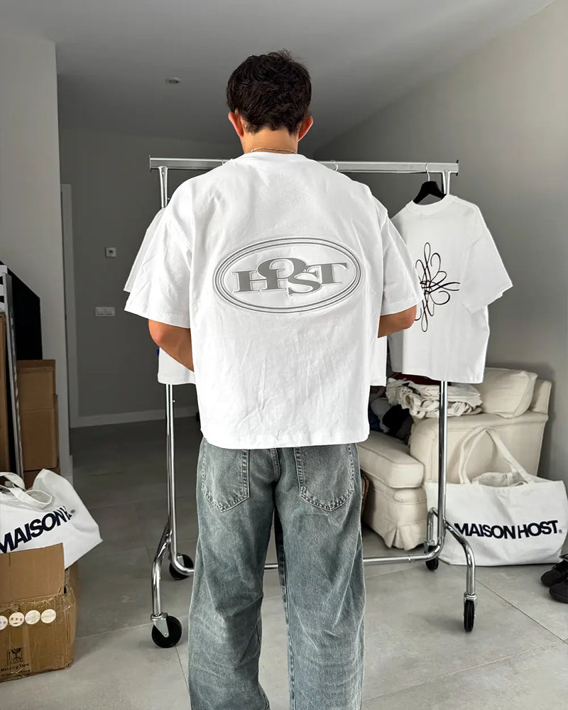 EMBOSS METALLIC LOGO TEE WHITE