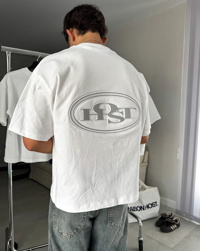 EMBOSS METALLIC LOGO TEE WHITE