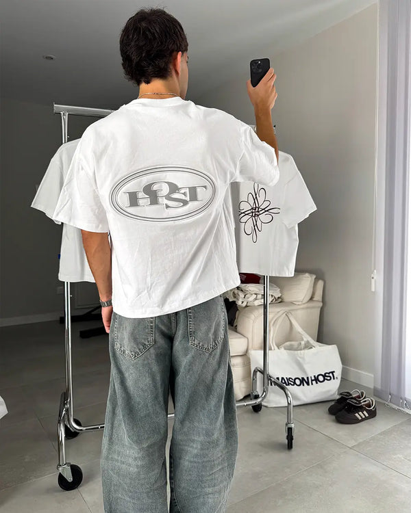 EMBOSS METALLIC LOGO TEE WHITE
