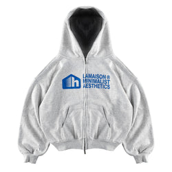 HHOUSE GREY ZIPPED HOODIE