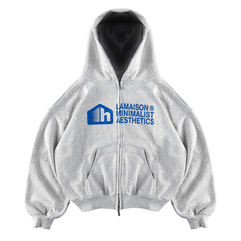 HHOUSE GREY ZIPPED HOODIE