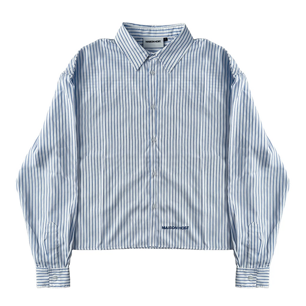 BLUE STRIPED SEAMED SHIRT