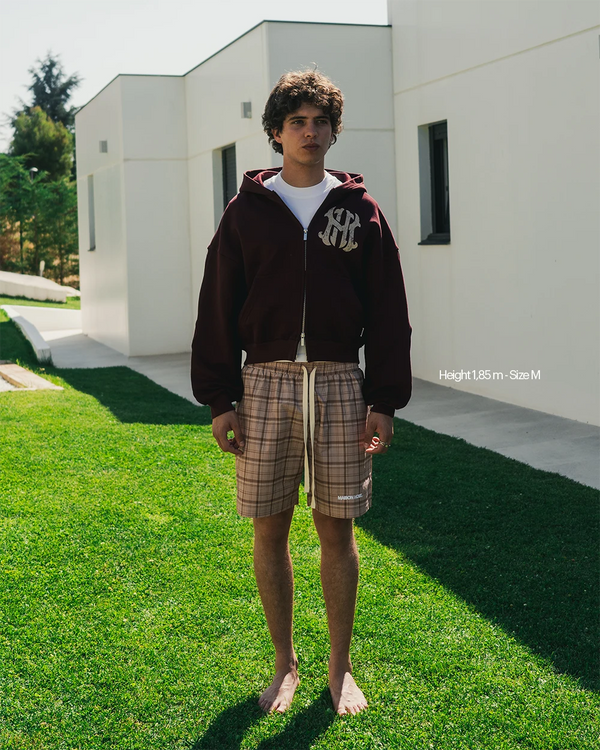 HOMERUN BURGUNDY ZIPPED HOODIE