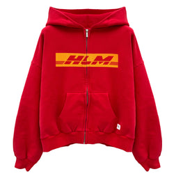 DELIVERY RED ZIPPED HOODIE